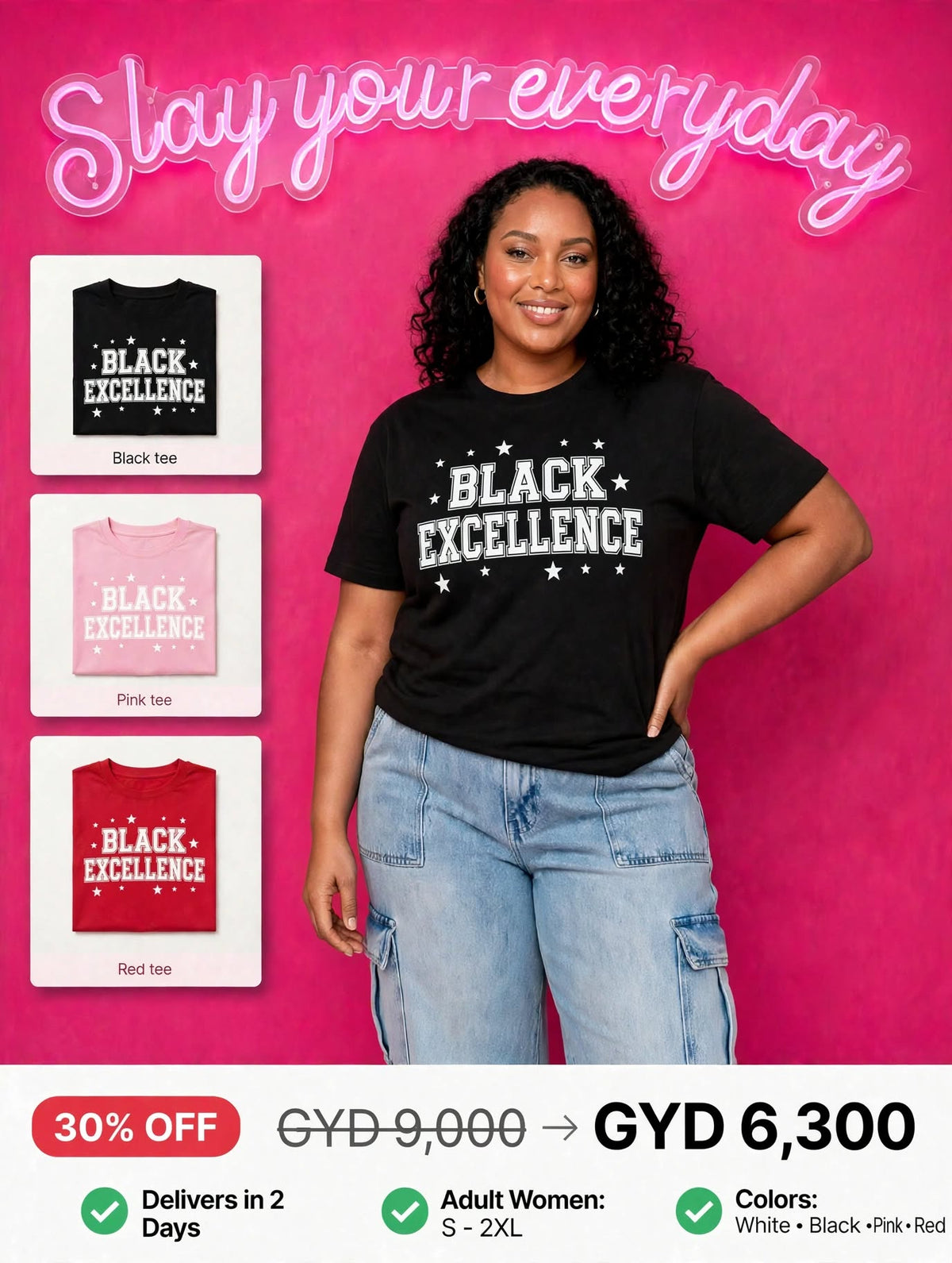 Printed Black Excellence Tee