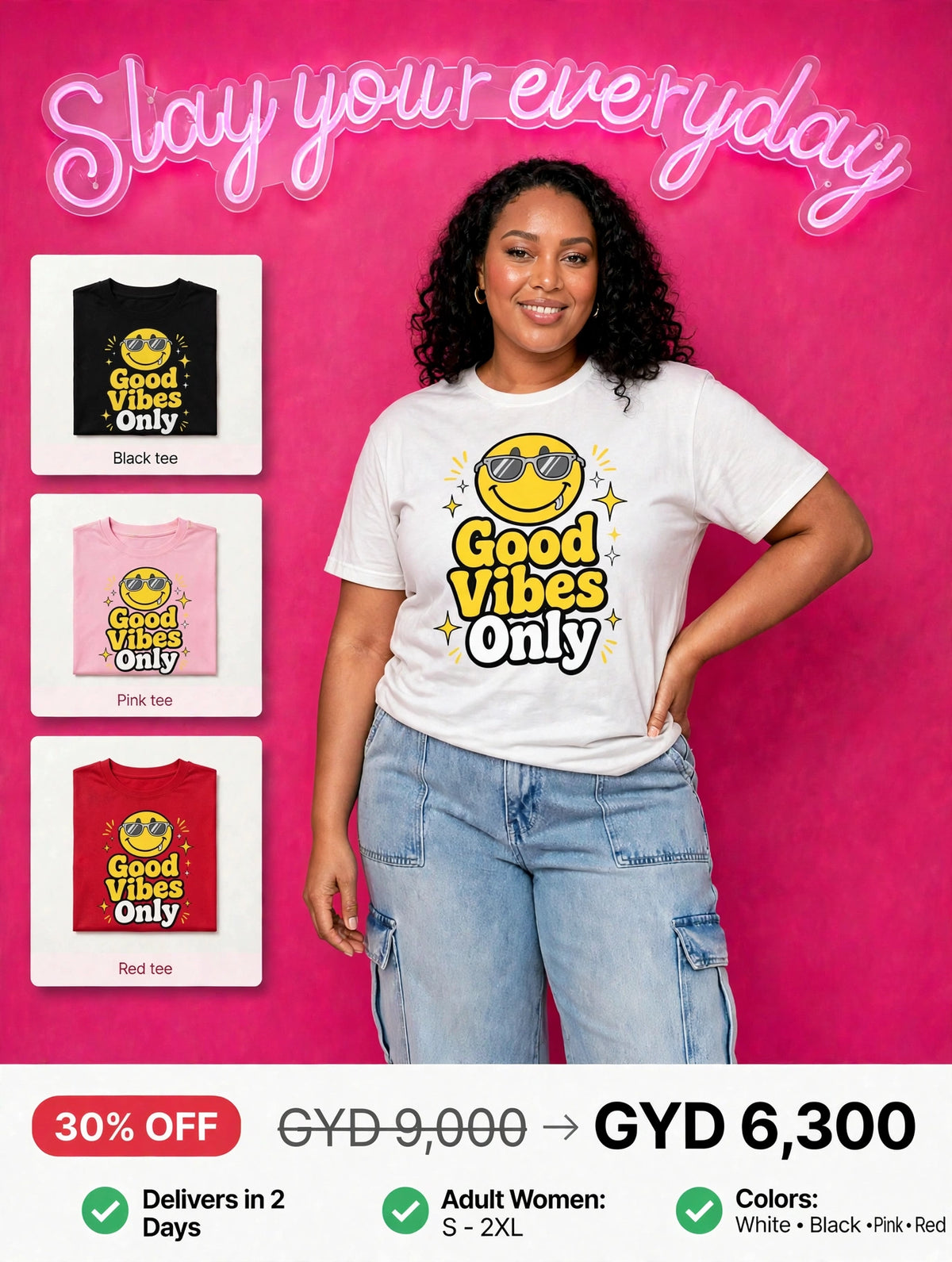Printed Good Vibes Only tee
