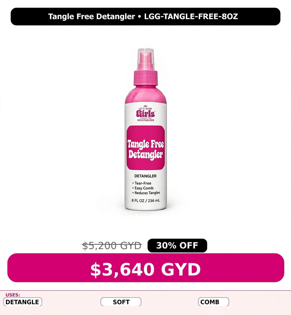 LGG Tangle Free Detangler - 6oz