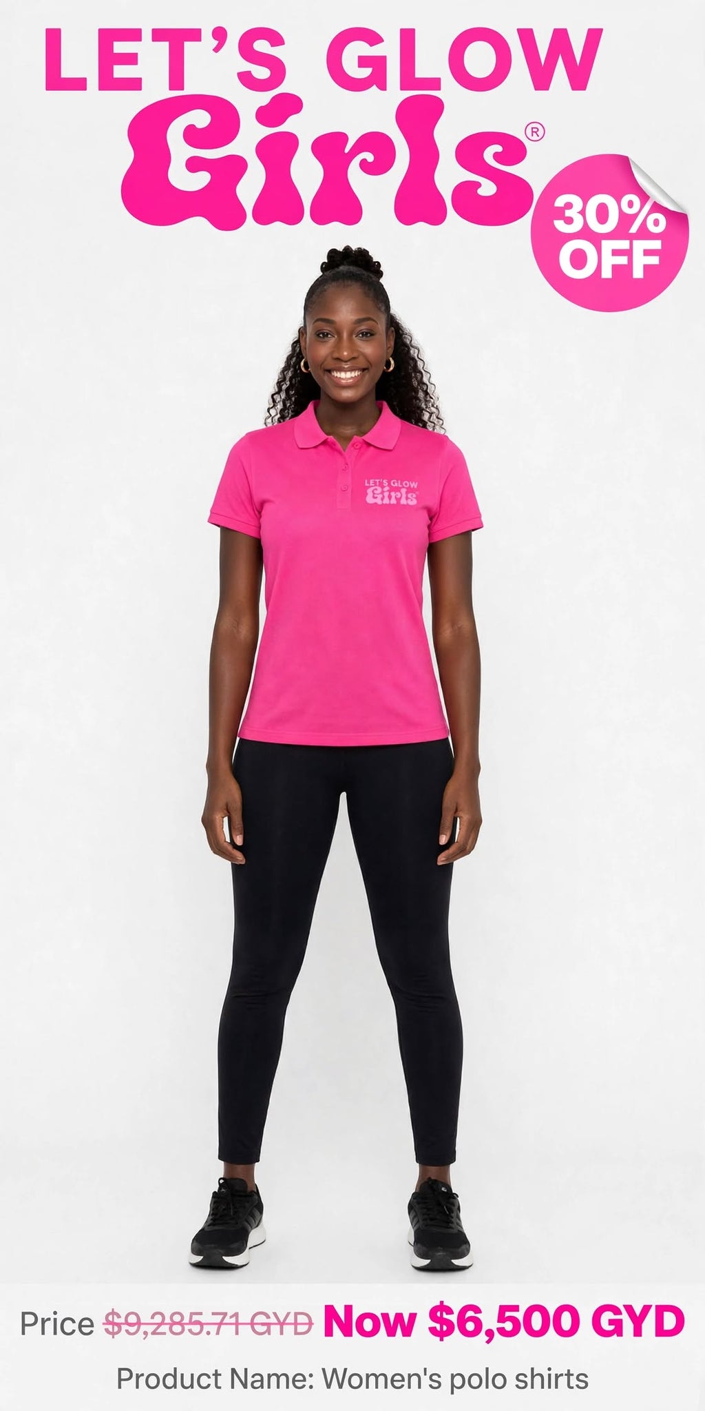 Lets Glow Girls Initials Women's Polo Tshirts (Left Print)