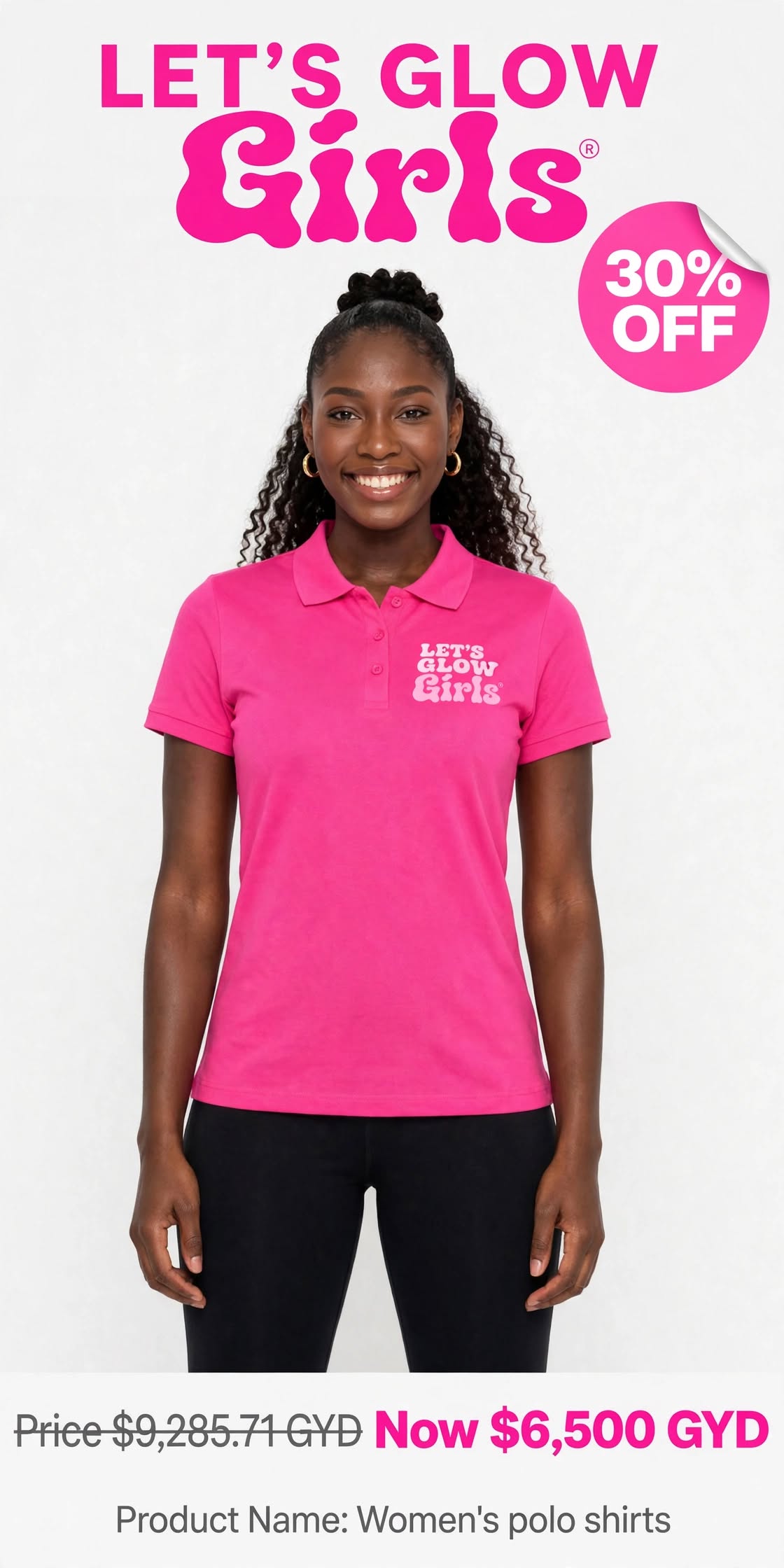 Lets Glow Girls Initials Women's Polo Tshirts (Left Print)