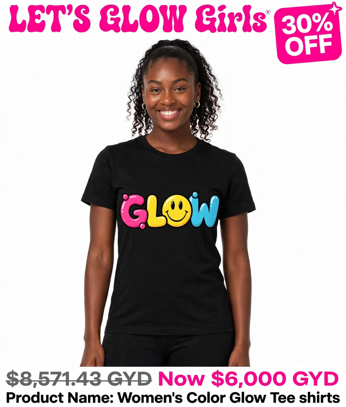 Glow Women's Printed Tshirts (full print)