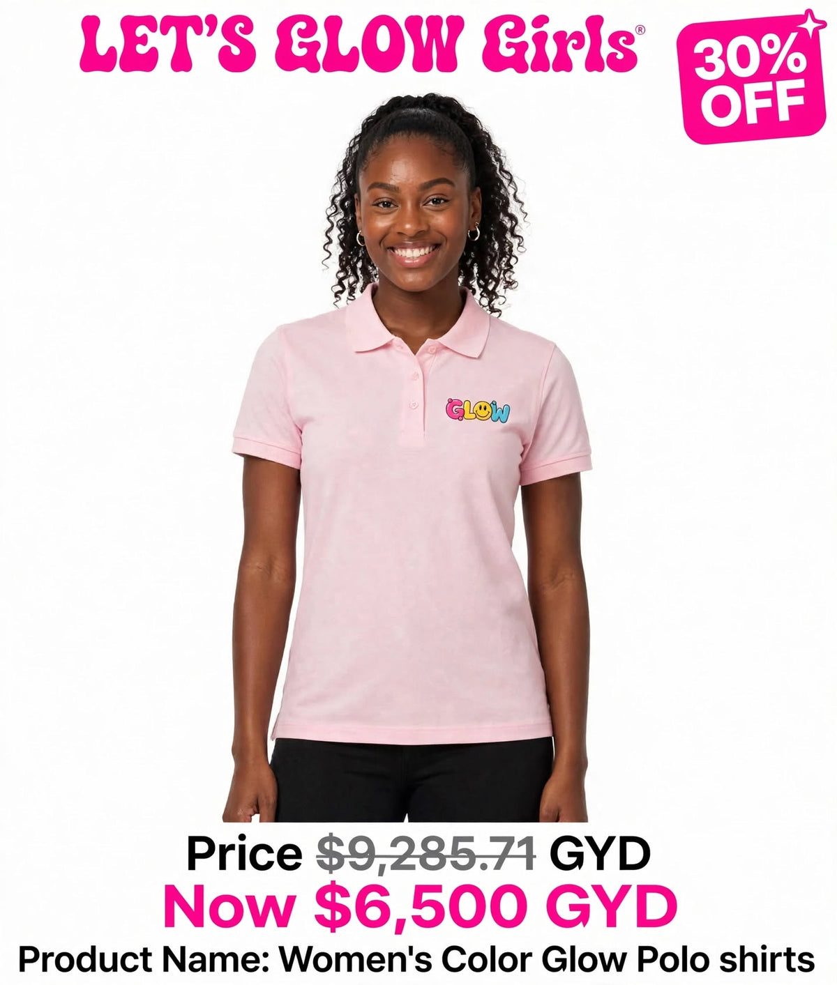 Glow Women's Polo Tshirts (Left chest)