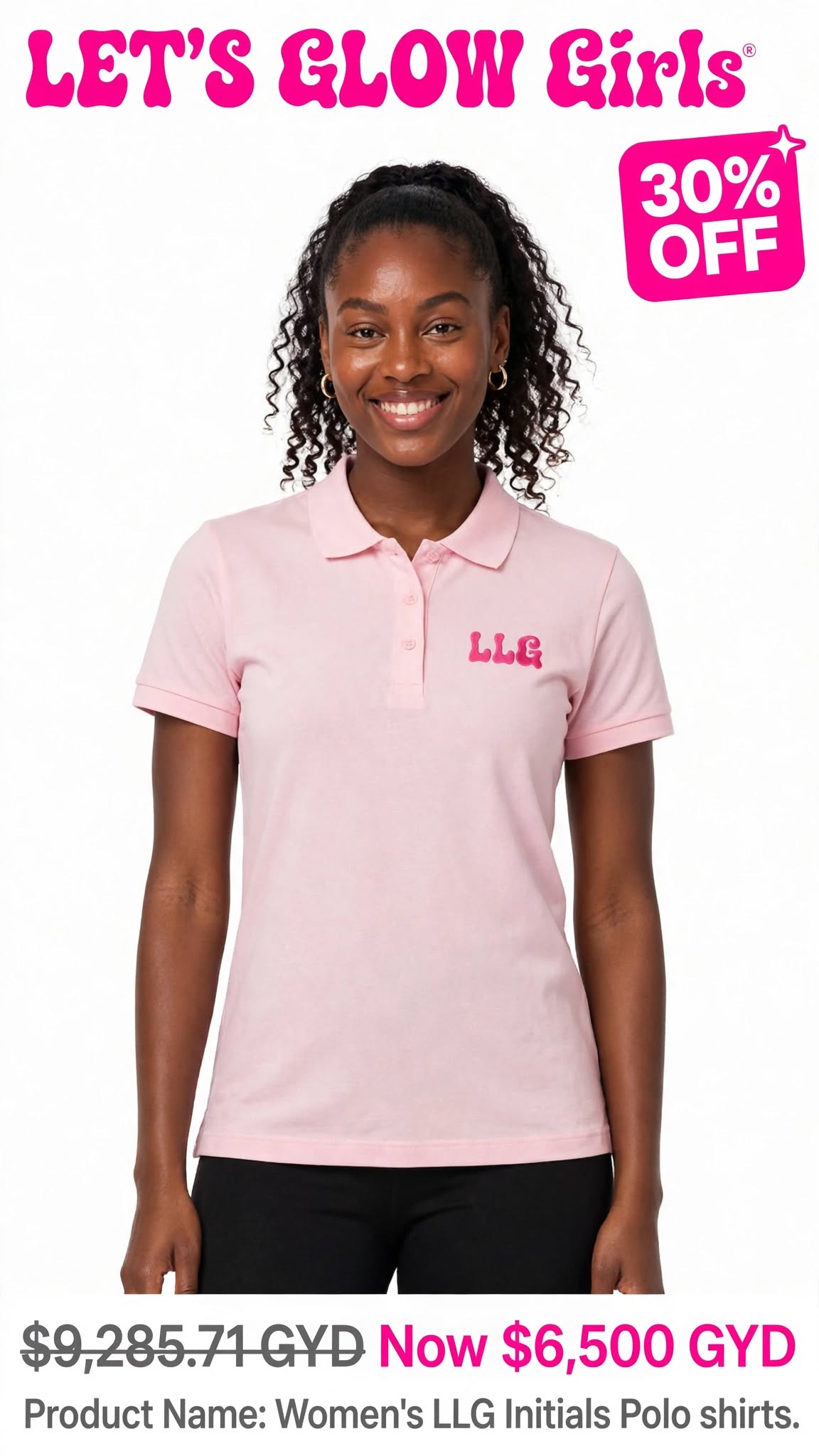 LGG Initials Women's Polo Tshirts (Left Print)