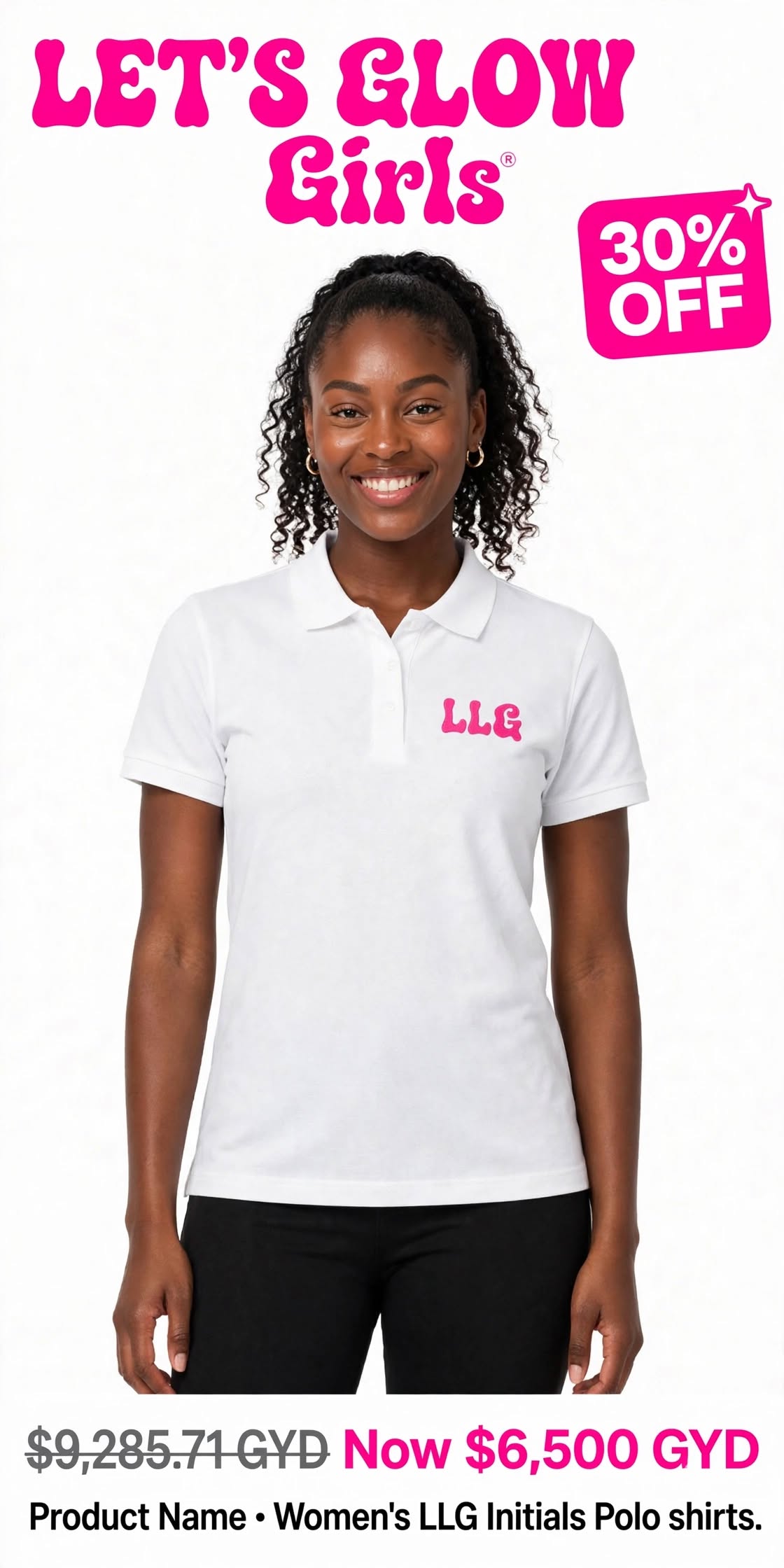 LGG Initials Women's Polo Tshirts (Left Print)