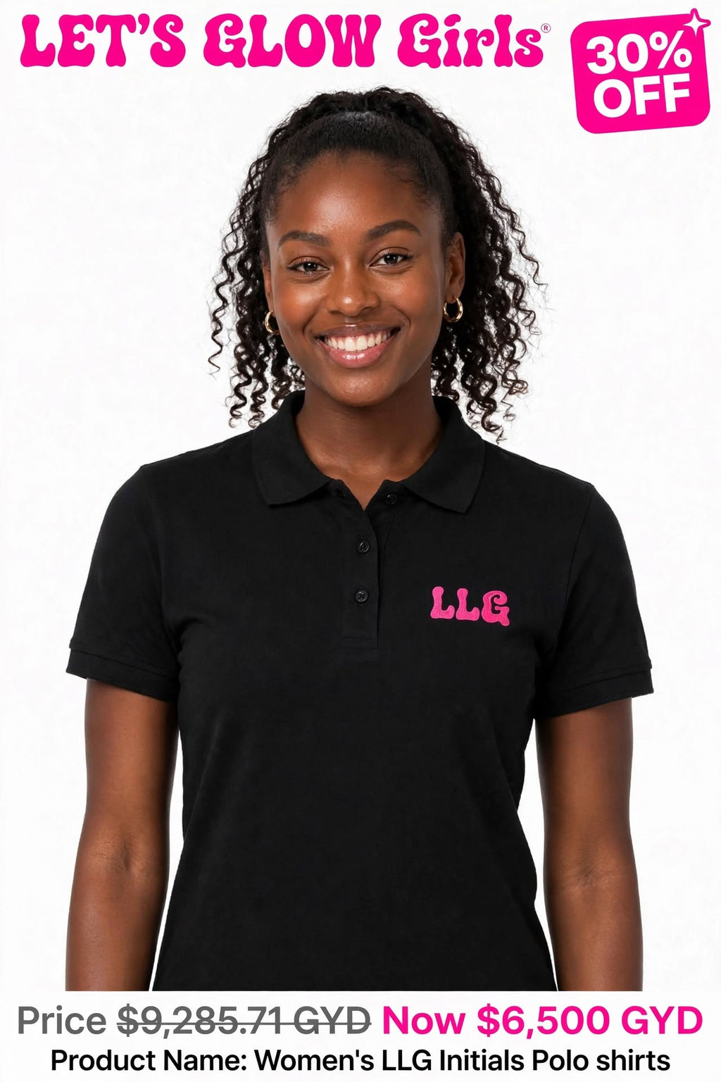 LGG Initials Women's Polo Tshirts (Left Print)