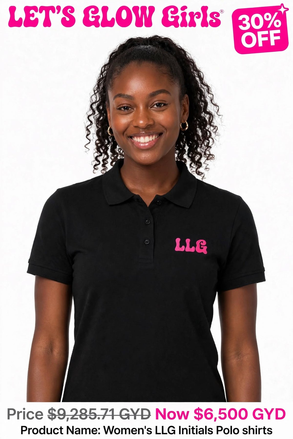 LGG Initials Women's Polo Tshirts (Left Print)