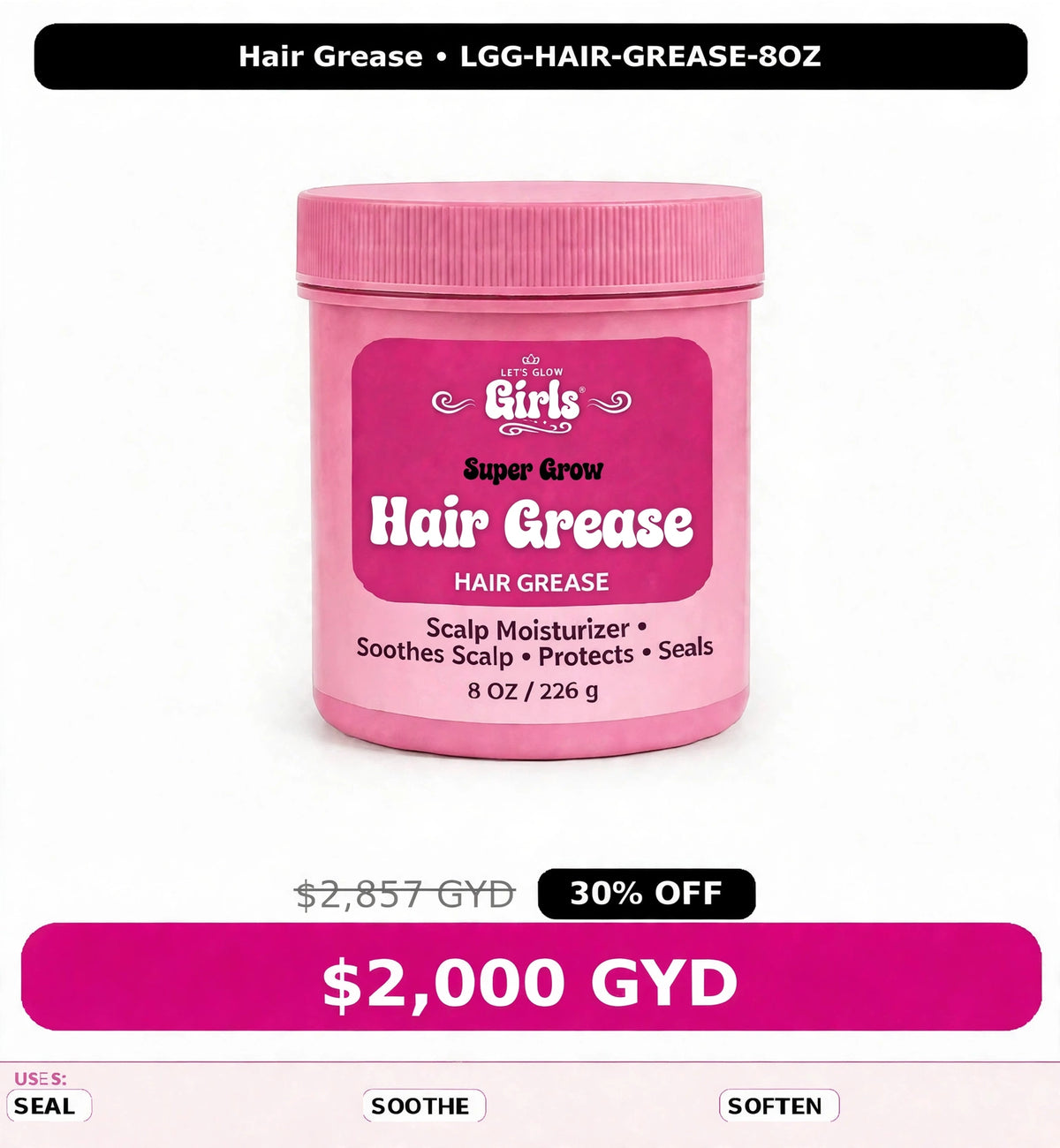 LGG super grow hair grease 8oz