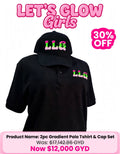 2pc Women's Gradient Polo Tshirt & Cap Set