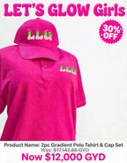 2pc Women's Gradient Polo Tshirt & Cap Set