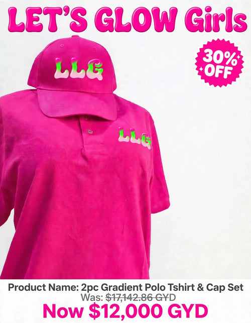 2pc Women's Gradient Polo Tshirt & Cap Set