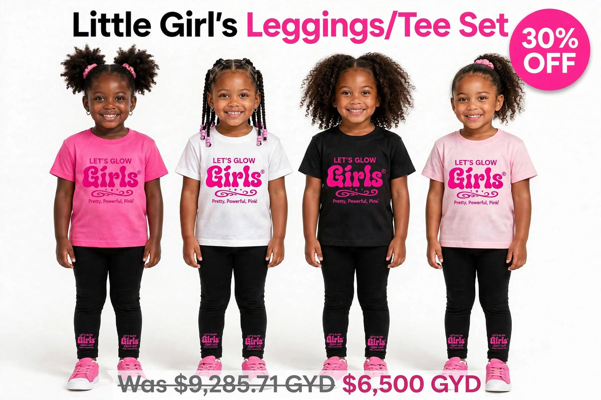 LGG Little Girls Black Leggings/ Tees Set