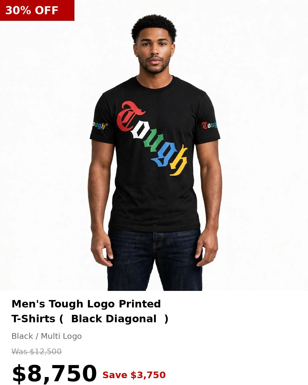 Tough Men's Large Diagonal Printed Tshirt