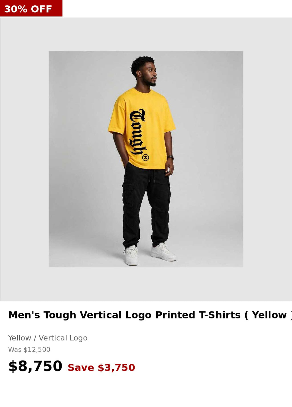 Tough Men's Large Vertical Printed Tshirt