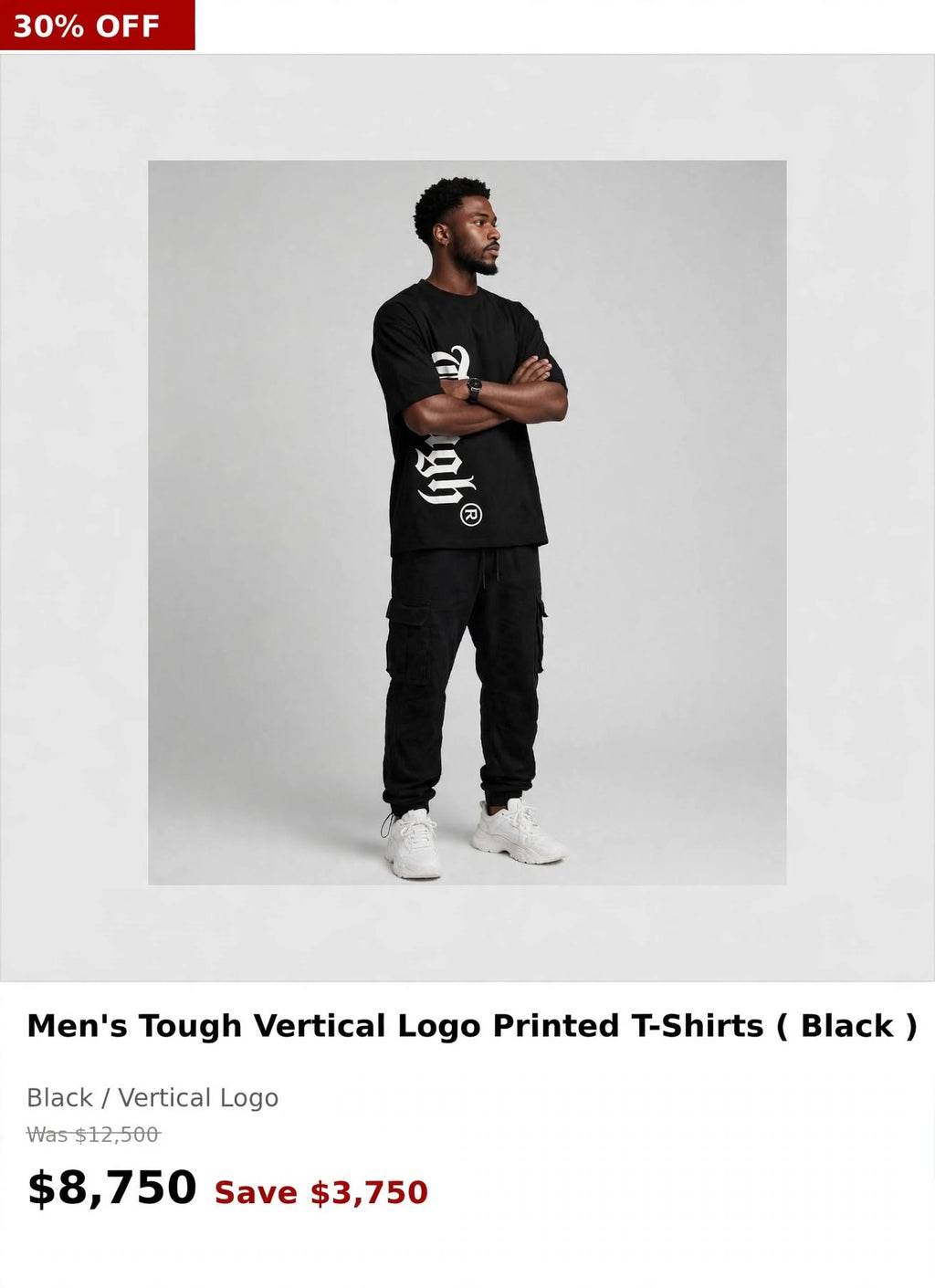 Tough Men's Large Vertical Printed Tshirt