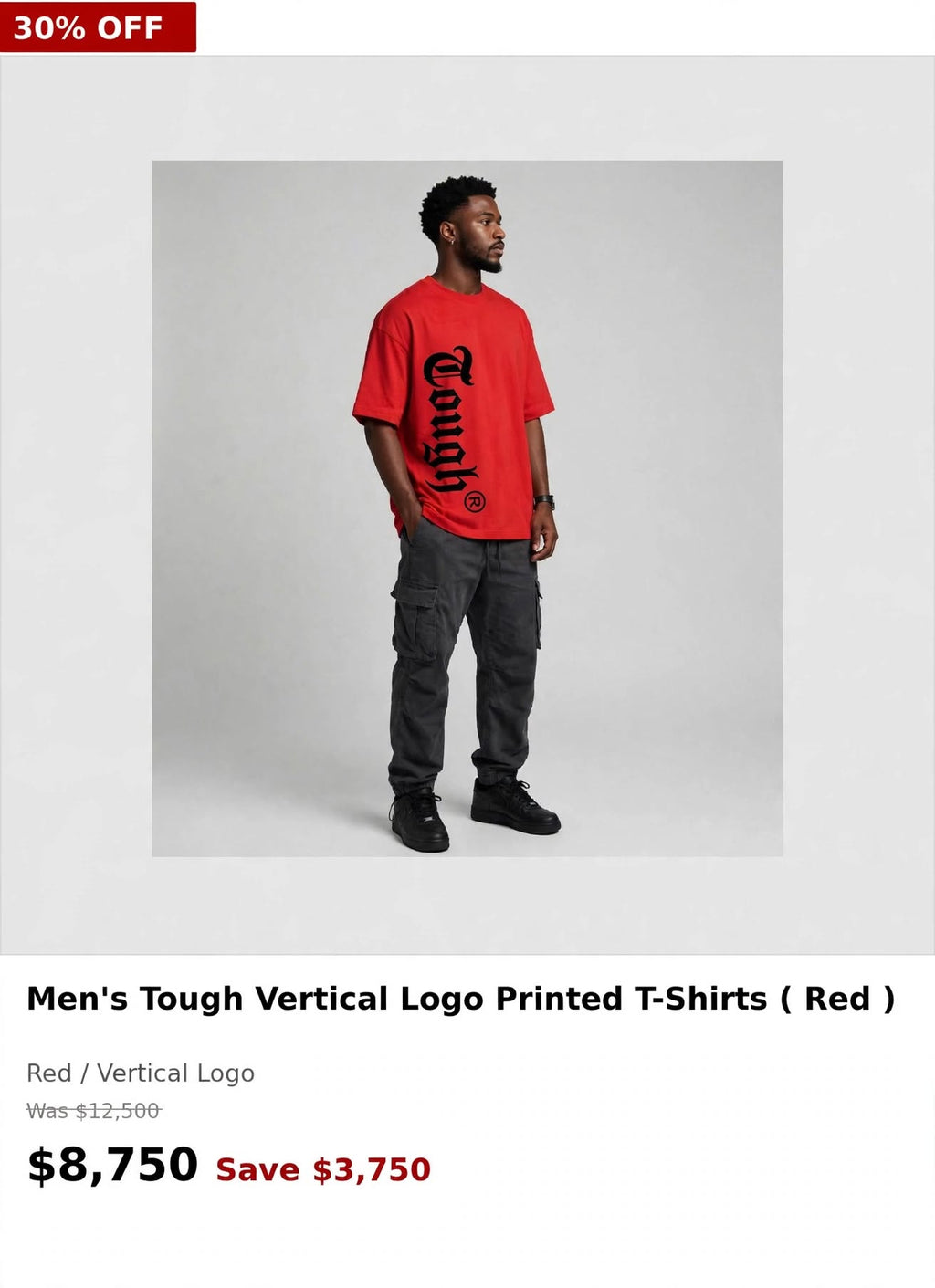 Tough Men's Large Vertical Printed Tshirt