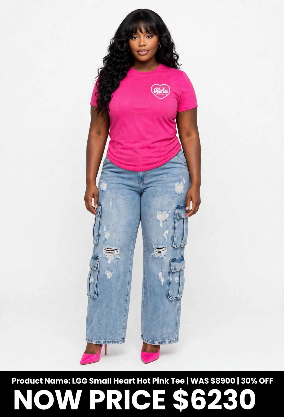 Women's hearts left chest printed tshirt