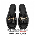 Gold buckle womens slide