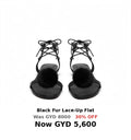 Black fur lace up flat sandal