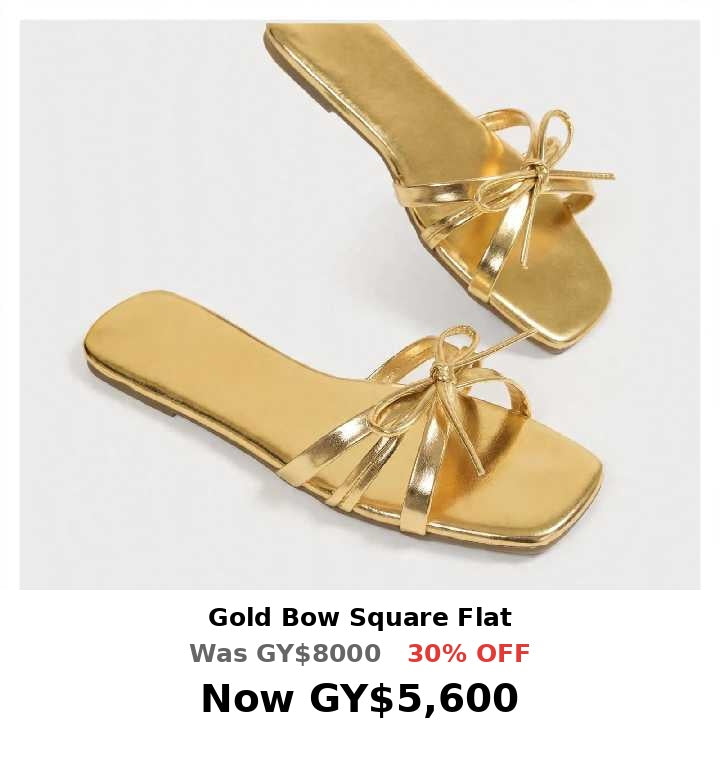 Gold bow square toe womens sandal