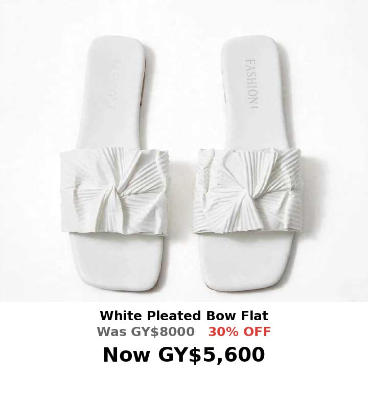 White pleated bow square toe womens sandal