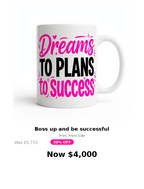Pink quoted Girl Success mug collection
