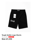Tough gothic logo shorts