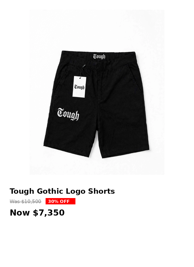 Tough gothic logo shorts