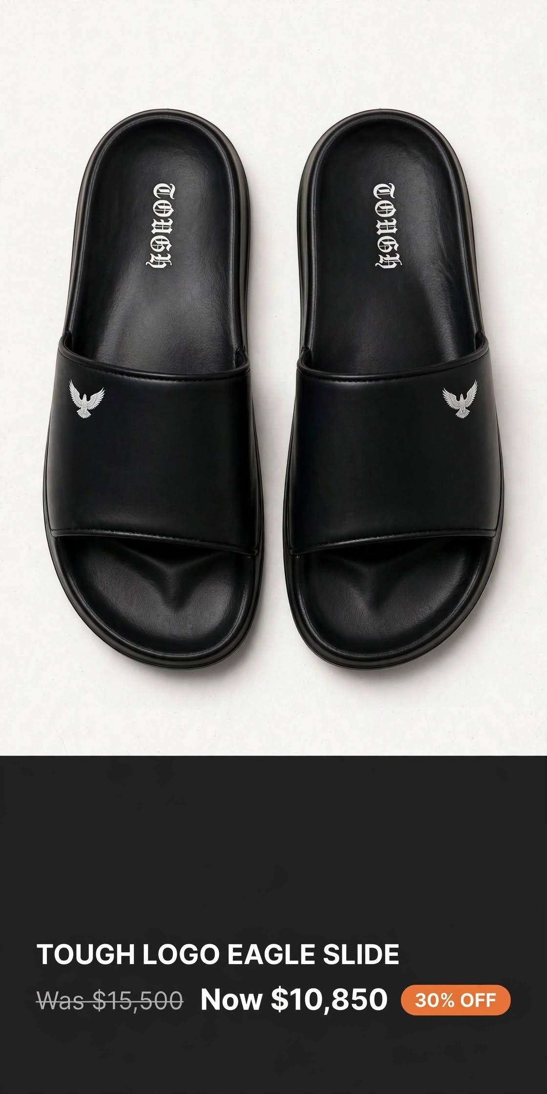 Mens Tough mini logo black slides/slipper