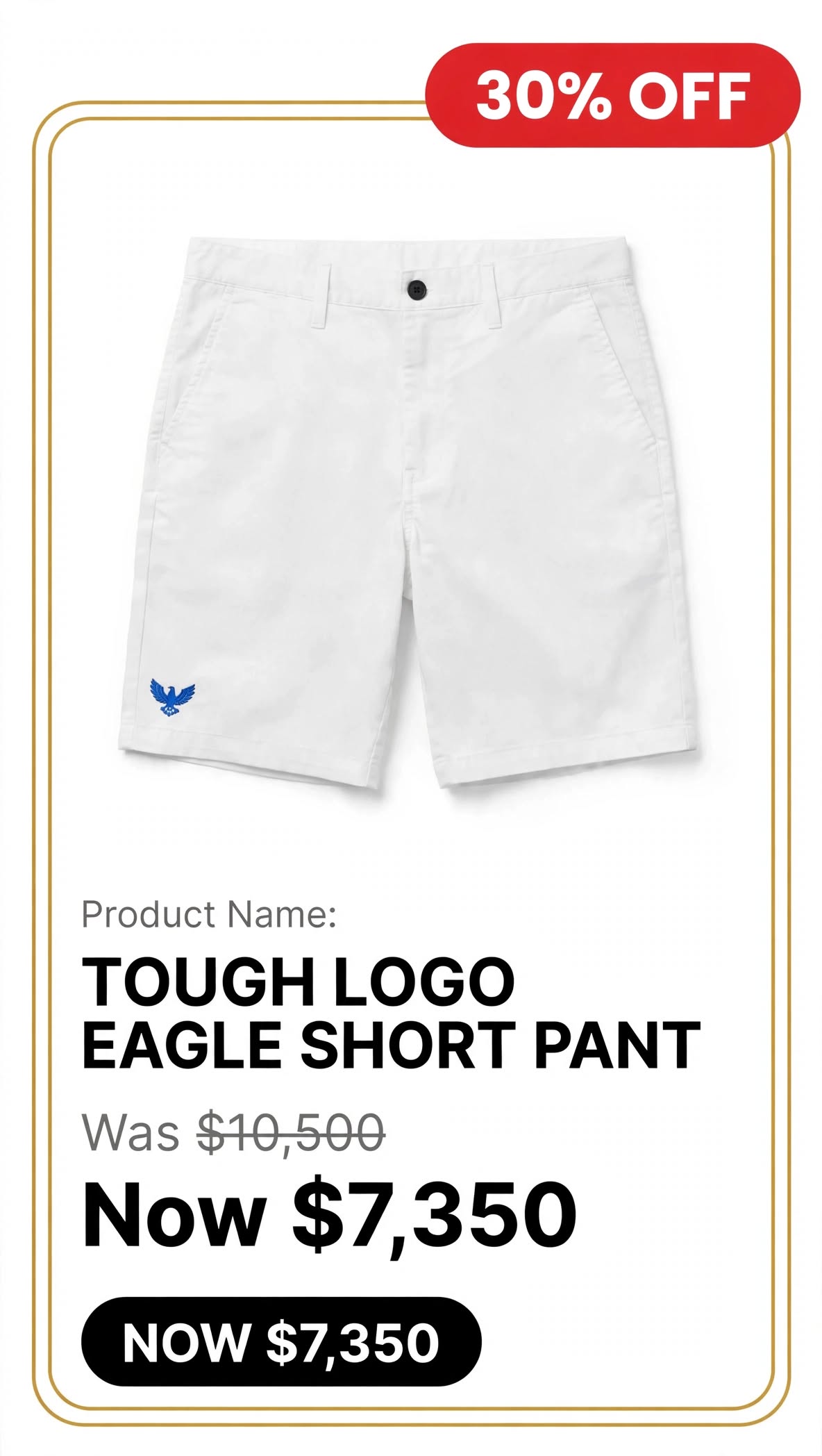 Mens eagle logo short chino pants (white)