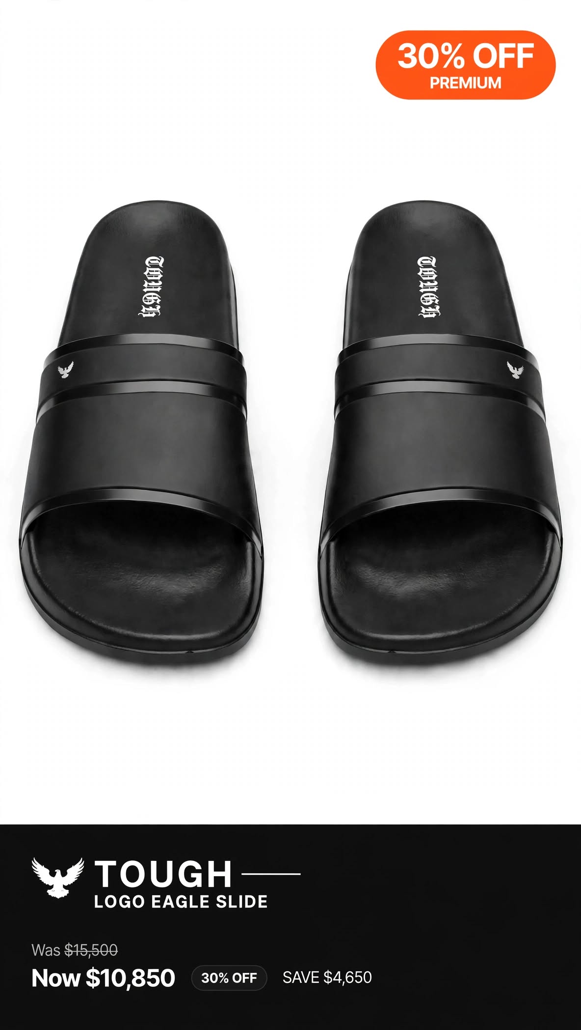 Mens Tough luxury style black slides/slipper
