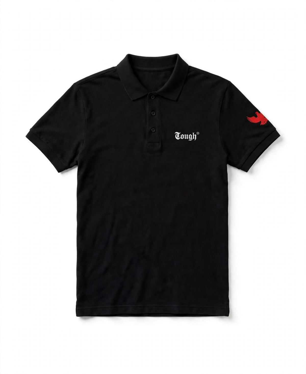 Tough eagle sleeve logo Polo Tshirts (black)