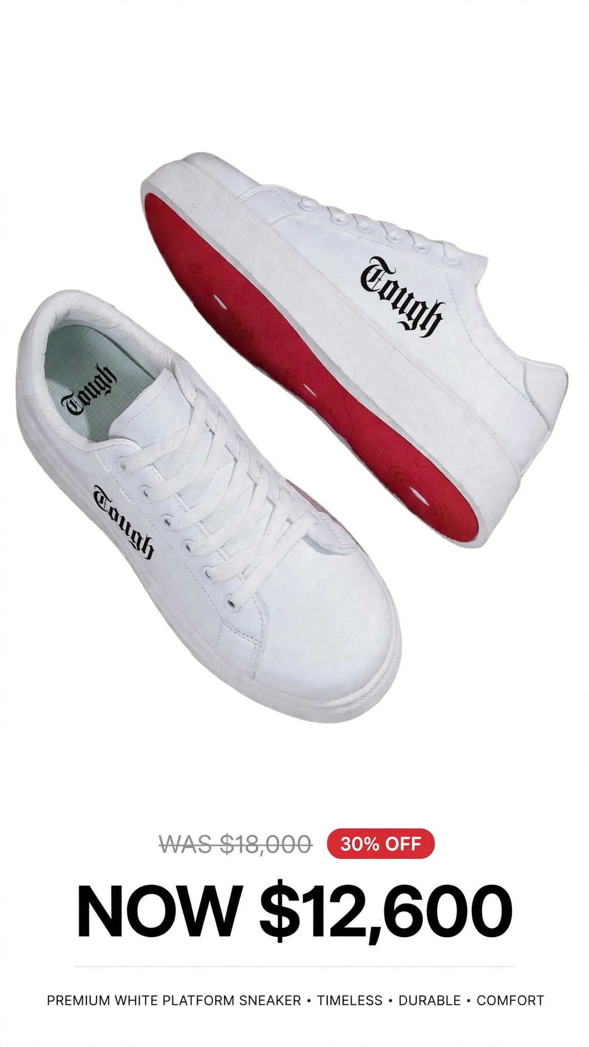 Mens Tough logo white sneaker