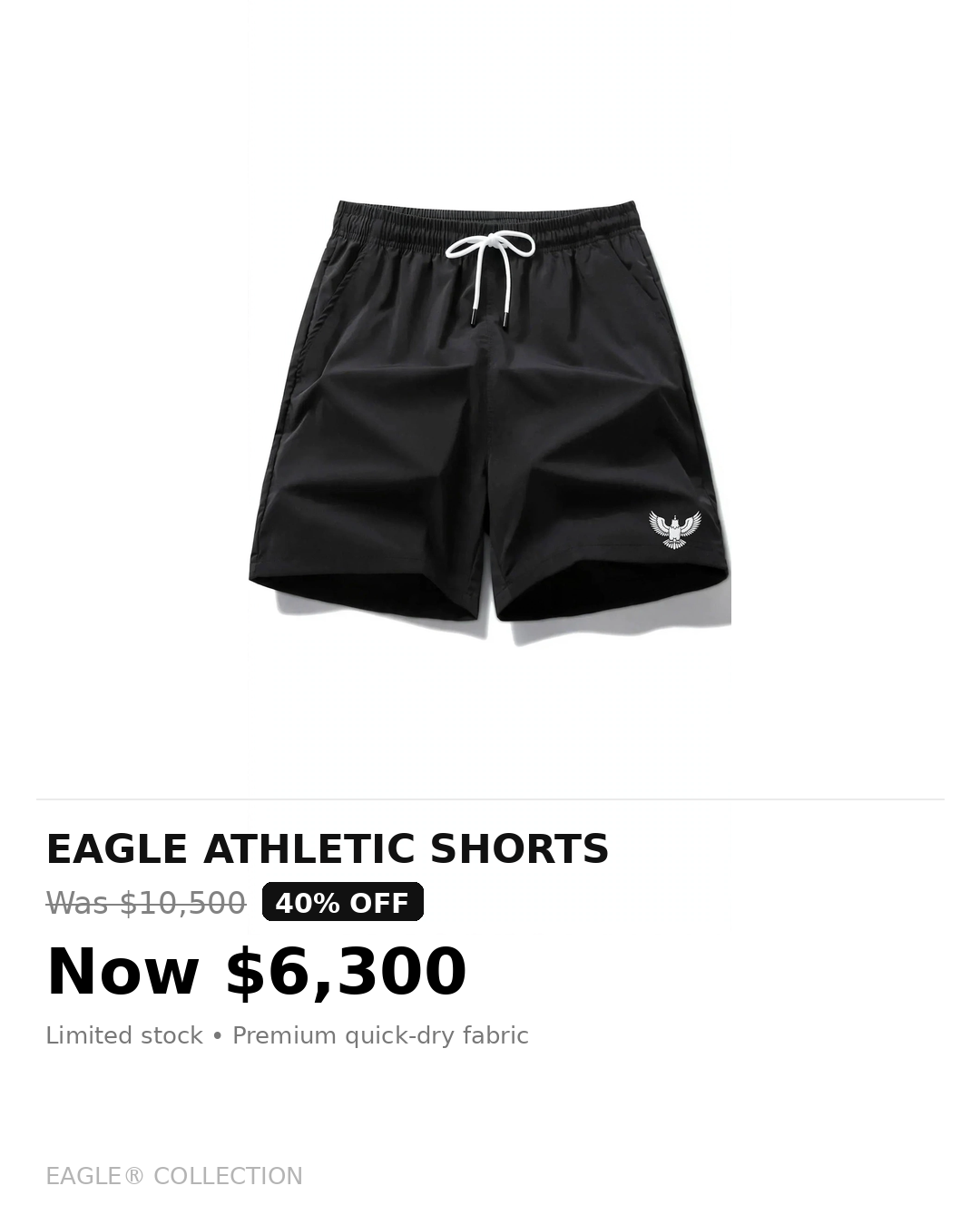 Mens eagle logo athletic shorts