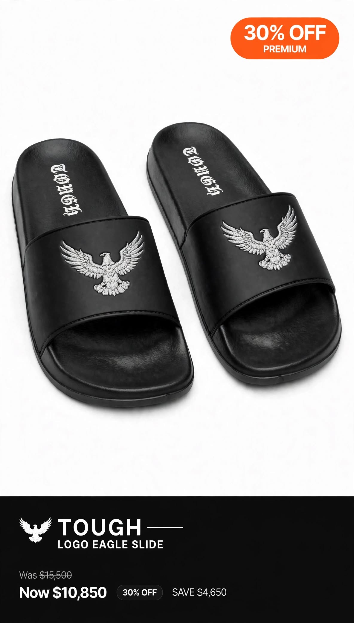 Mens Tough big logo black slides/slipper