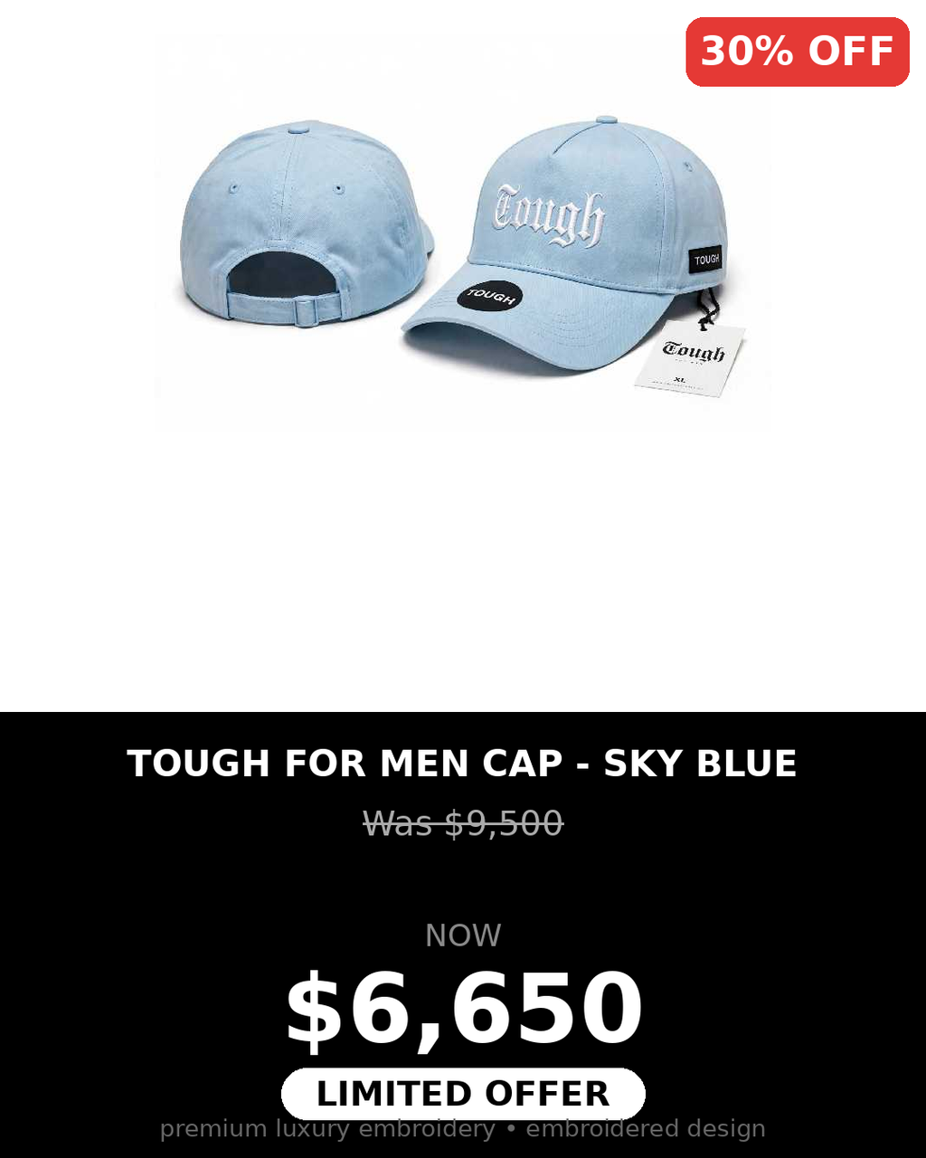 Tough Men's embroidery baseball style caps