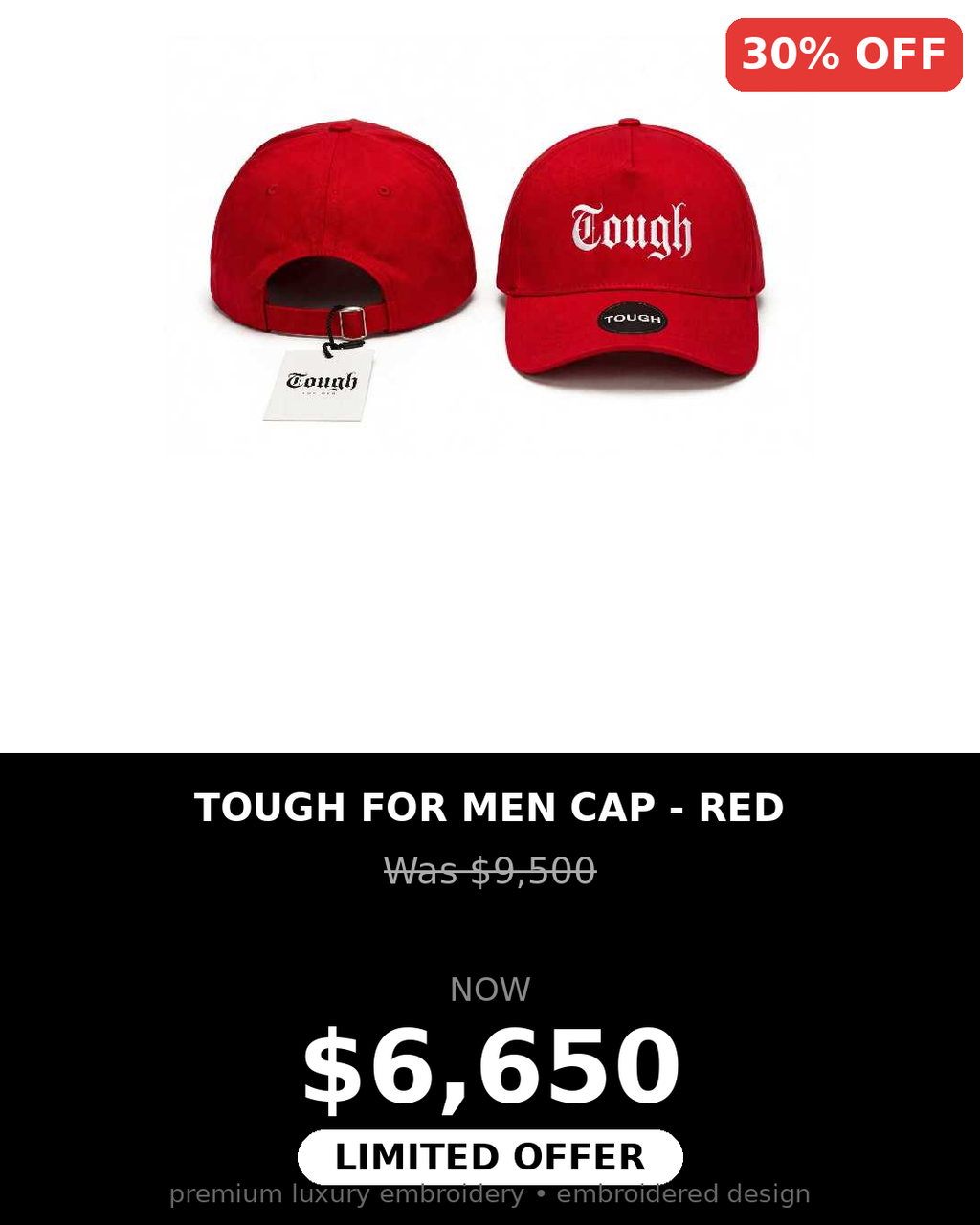 Tough Men's embroidery baseball style caps