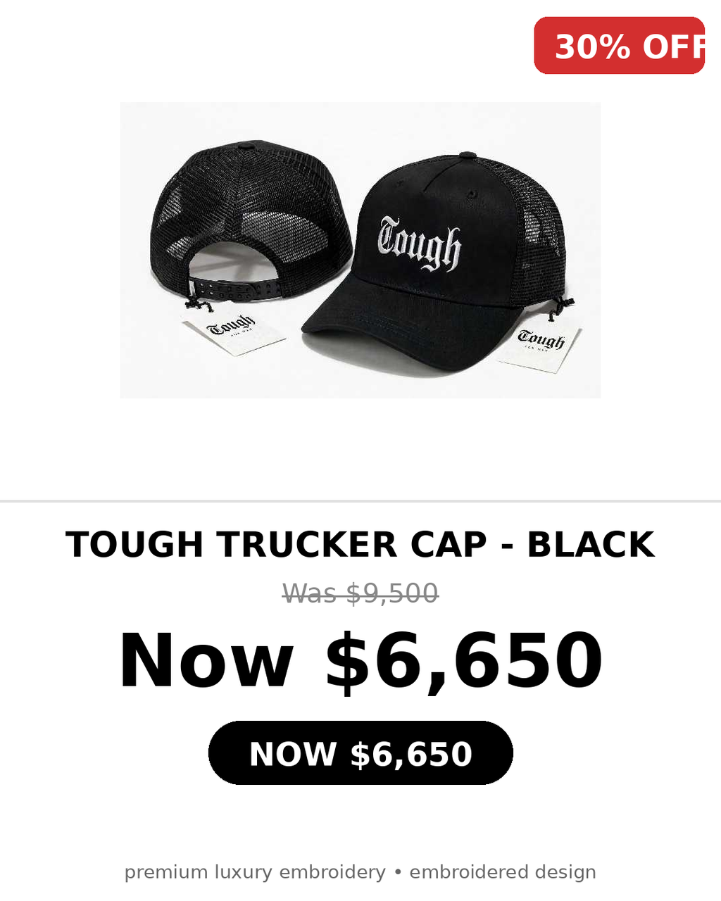 Tough Men's trucker style caps