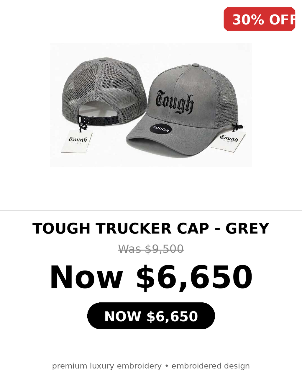 Tough Men's trucker style caps