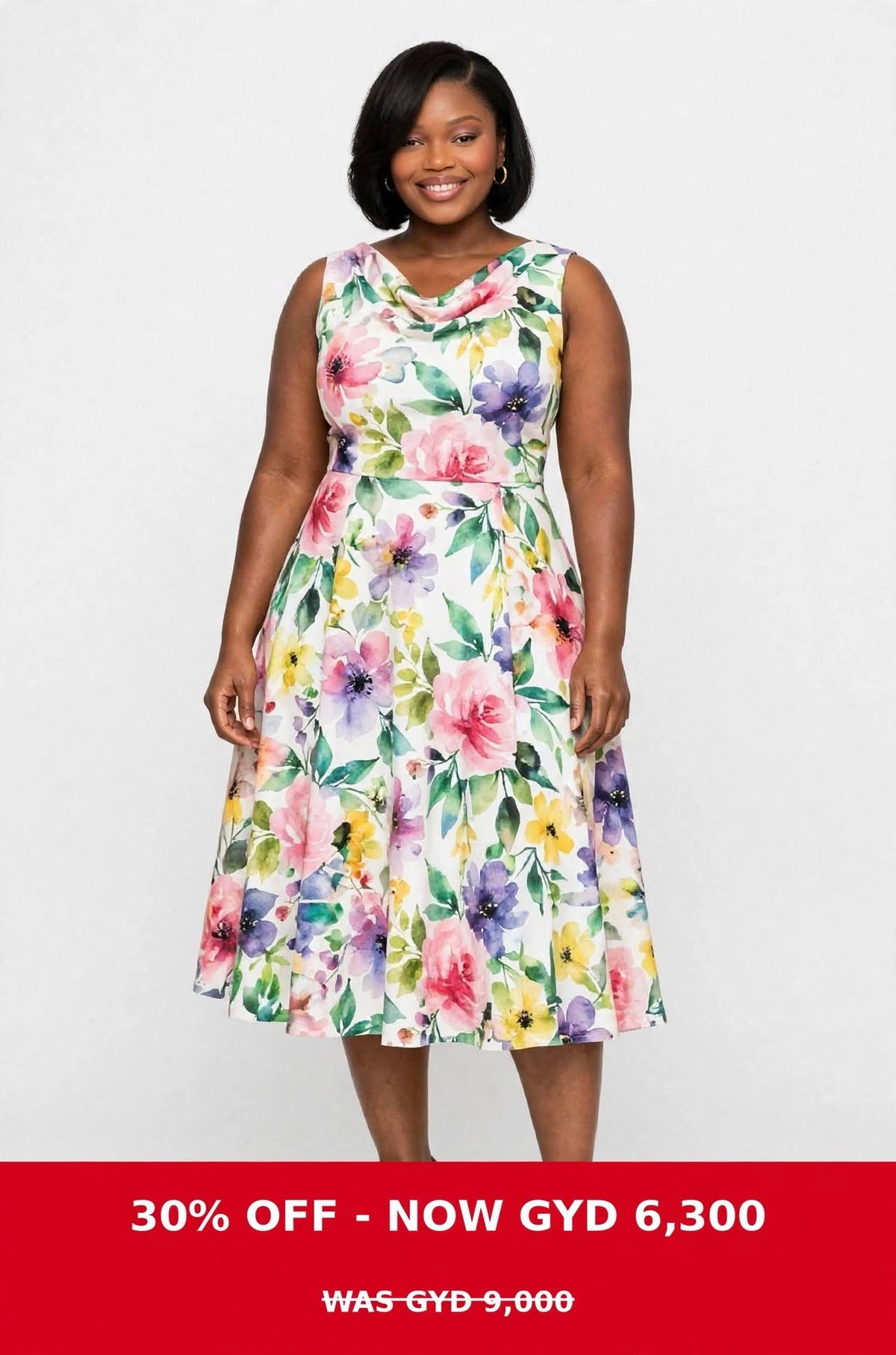 Floral midi sleeveless dress