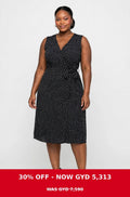 Black wrap front tie dress