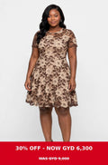 Black lace beige double layered dress