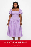 Purple puff sleeves dress
