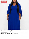 Royal blue cape style evening gown