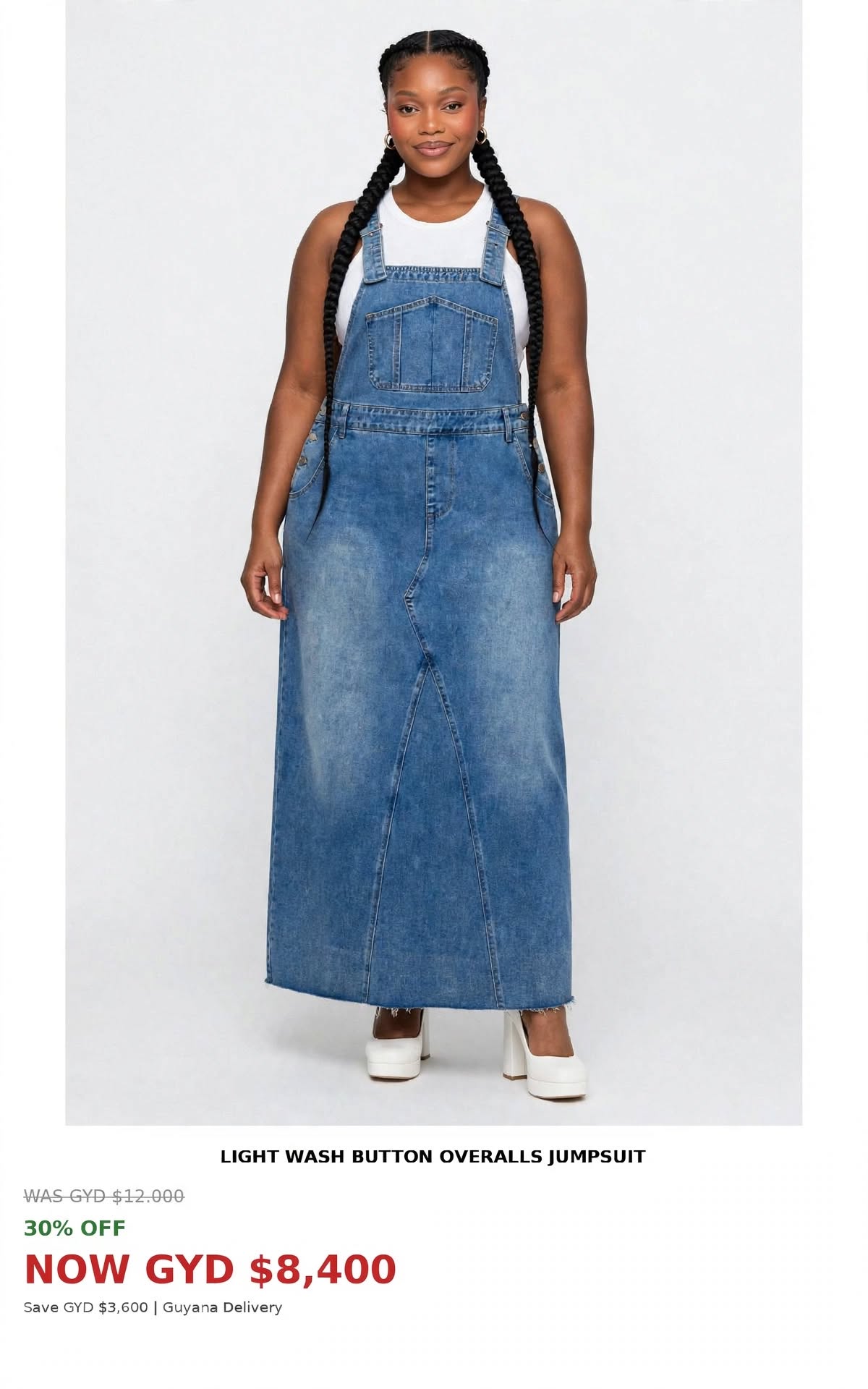 Denim long overall jumpsuit