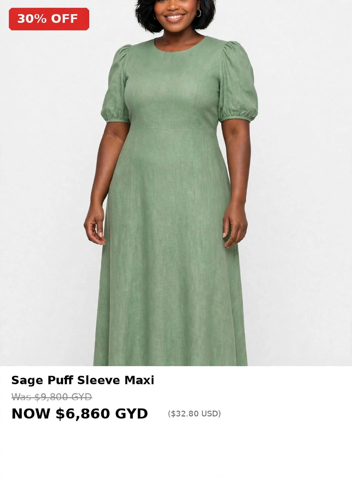Sage green puff sleeves maxi long dress