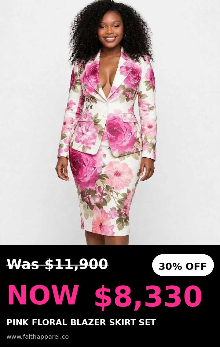 Pink floral blazer skirt suit