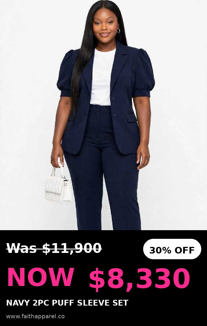 Navy puff sleevesblazer top, pants suit (Copy)