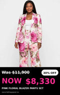 Pink floral blazer pant suit
