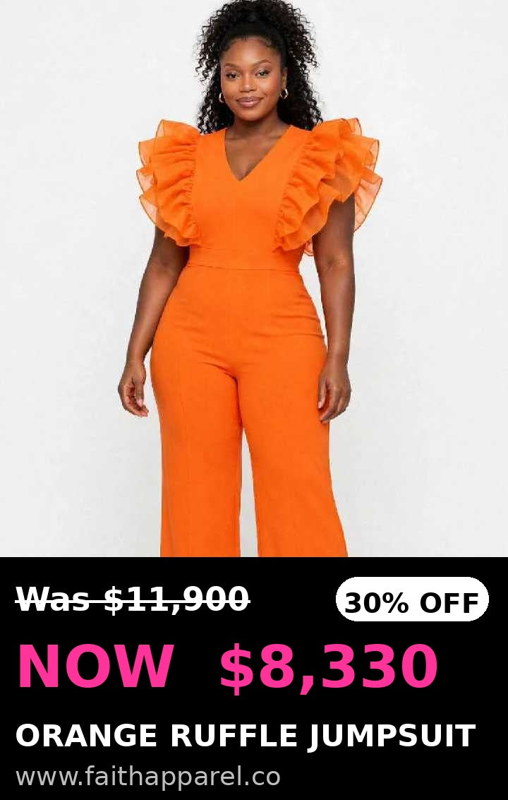 Orange ruffled sleeve jumpsuit
